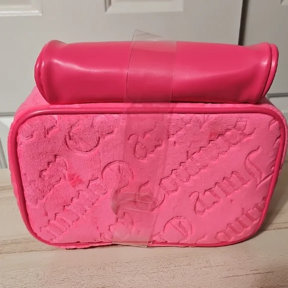 Juicy Couture NWT Bright Pink Rhinestone 'Juicy' Cosmetic Case with Top Handle - Picture 5 of 5